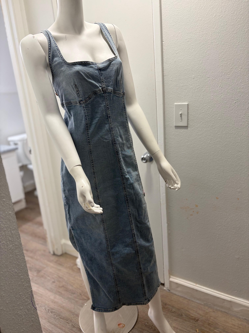 Classic Blue Denim Maxi Dress - Sleeveless Jean Dress